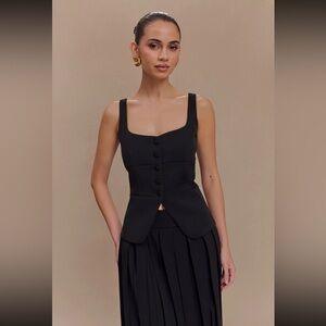 Meshki Sunny Suiting Peplum Top - Black NWT Size S
